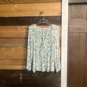 Lucky Brand Floral Blouse with Tie Detail Large